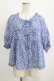 画像1: Jane Marple / Bonjour Millefleursスモックブラウス  ブルー H-25-04-12-062-JM-BL-KB-ZH (1)