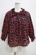 Jane Marple Dans Le Salon / Falling cherriesパフィーブラウス  navy H-25-04-12-063-JM-BL-KB-ZH