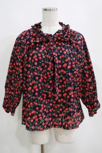Jane Marple Dans Le Salon / Falling cherriesパフィーブラウス  navy H-25-04-12-063-JM-BL-KB-ZH
