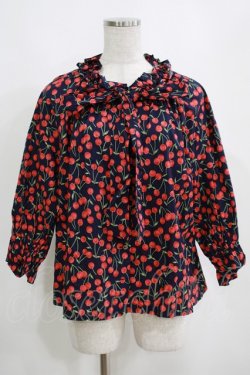 画像1: Jane Marple Dans Le Salon / Falling cherriesパフィーブラウス  navy H-25-04-12-063-JM-BL-KB-ZH