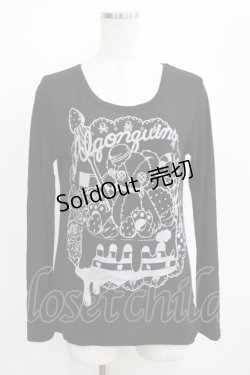 画像1: ALGONQUINS / プリントカットソー  黒×白プリント H-25-04-12-069-AL-TO-KB-ZH
