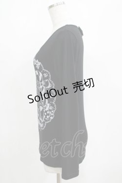 画像2: ALGONQUINS / プリントカットソー  黒×白プリント H-25-04-12-069-AL-TO-KB-ZH
