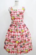 Jane Marple / フルーツピクニックスクエアドレス  レッド H-25-04-12-011-JM-OP-KB-ZH