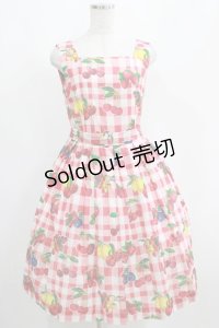 Jane Marple / フルーツピクニックスクエアドレス  レッド H-25-04-12-011-JM-OP-KB-ZH