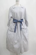 Jane Marple / フレンチロゴリボンタブリエドレス  アイボリー×ブルーグレイ H-25-04-12-024-JM-OP-KB-ZH