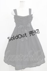 Jane Marple / ストライプフリルノースリーブワンピース  黒 H-25-04-12-025-JM-OP-KB-ZH