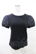 Jane Marple / アイレットレーススリーブのTシャツ Free クロ H-25-04-13-029-JM-TO-KB-ZH