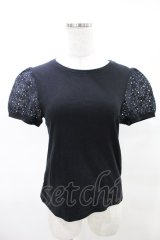 Jane Marple / アイレットレーススリーブのTシャツ Free クロ H-25-04-13-029-JM-TO-KB-ZH