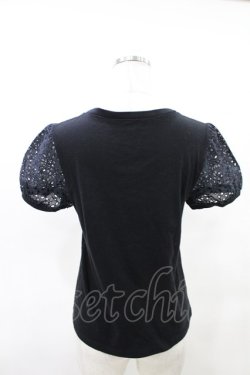 画像2: Jane Marple / アイレットレーススリーブのTシャツ Free クロ H-25-04-13-029-JM-TO-KB-ZH