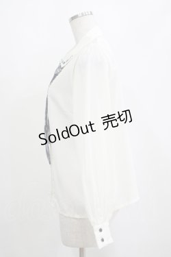 画像2: axes femme POETIQUE / ネクタイ付トランプ刺繍ブラウス M 生成り/ネイビー H-25-04-13-1034-AX-BL-NS-ZH
