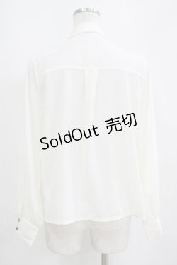 画像3: axes femme POETIQUE / ネクタイ付トランプ刺繍ブラウス M 生成り/ネイビー H-25-04-13-1034-AX-BL-NS-ZH