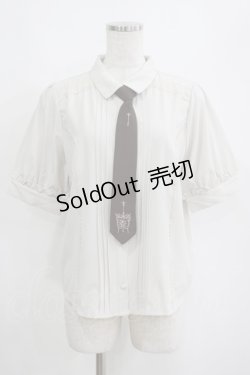画像1: axes femme / 刺繍ネクタイ付ブラウス M ベージュ/ブラウン H-25-04-13-1036-AX-BL-NS-ZH