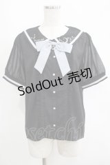 axes femme POETIQUE / 星座刺繍セーラー襟ブラウス M ブラック H-25-04-13-1043-AX-BL-NS-ZH