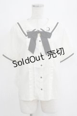 axes femme POETIQUE / 星座刺繍セーラー襟ブラウス M ベージュ H-25-04-13-1044-AX-BL-NS-ZH