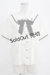 axes femme POETIQUE / 星座刺繍セーラー襟ブラウス M ベージュ H-25-04-13-1044-AX-BL-NS-ZH