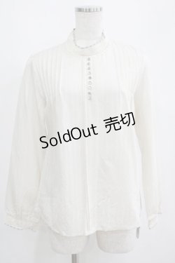 画像1: an another angelus / 配色リボンレーススタンドカラーブラウス Free IVORY×GR H-25-04-13-1045-CA-BL-NS-ZH
