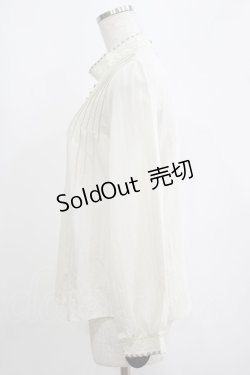 画像2: an another angelus / 配色リボンレーススタンドカラーブラウス Free IVORY×GR H-25-04-13-1045-CA-BL-NS-ZH