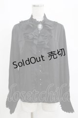 ZeeYe Studio（海外ロリータブランド） / カメオブローチ付きフリルブラウス L ブラック H-25-04-13-1049-GO-BL-NS-ZH