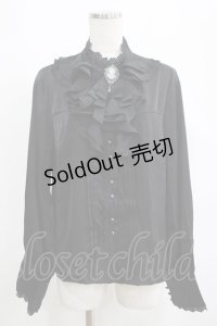 ZeeYe Studio（海外ロリータブランド） / カメオブローチ付きフリルブラウス L ブラック H-25-04-13-1049-GO-BL-NS-ZH