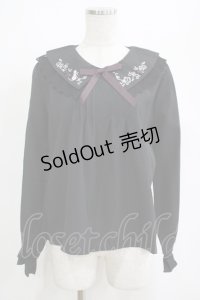 axes femme / リボン付き猫刺繍ブラウスプルオーバー Free ブラック H-25-04-13-1050-AX-BL-NS-ZH