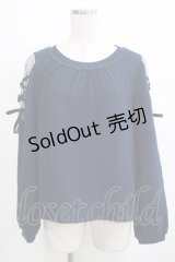 axes femme / 袖レースアッププルオーバー M ネイビー H-25-04-13-1053-AX-TO-NS-ZH