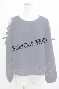 axes femme / 袖レースアッププルオーバー M ネイビー H-25-04-13-1053-AX-TO-NS-ZH