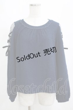 画像1: axes femme / 袖レースアッププルオーバー M ネイビー H-25-04-13-1053-AX-TO-NS-ZH