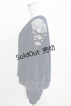画像2: axes femme / 袖レースアッププルオーバー M ネイビー H-25-04-13-1053-AX-TO-NS-ZH