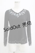 axes femme / 花刺繍長袖リブプルオーバー M ブラック H-25-04-13-1055-AX-TO-NS-ZH