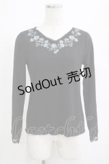 axes femme / 花刺繍長袖リブプルオーバー M ブラック H-25-04-13-1055-AX-TO-NS-ZH