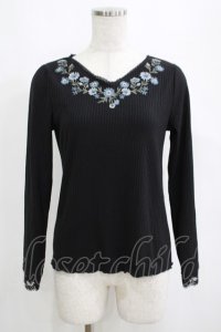 axes femme / 花刺繍長袖リブプルオーバー M ブラック H-25-04-13-1055-AX-TO-NS-ZH