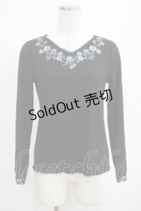 axes femme / 花刺繍長袖リブプルオーバー M ブラック H-25-04-13-1055-AX-TO-NS-ZH