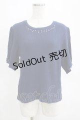 axes femme / パール使いトップス M ネイビー H-25-04-13-1056-AX-TO-NS-ZH