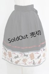 axes femme / ネコ柄パネルスカート M ブラック H-25-04-13-1015-AX-SK-NS-ZH