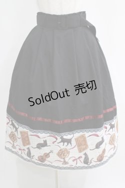 画像1: axes femme / ネコ柄パネルスカート M ブラック H-25-04-13-1015-AX-SK-NS-ZH