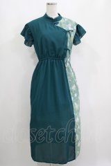 axes femme POETIQUE / ランタンフラワープリントワンピース M ブルーグリーン H-25-04-13-1027-AX-OP-NS-ZH