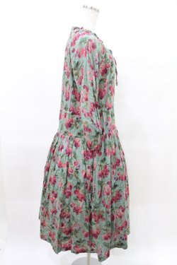 画像2: Jane Marple Dans Le Salon / Winter cherries drawstring dress  グリーン H-25-04-13-009-JM-OP-KB-ZH