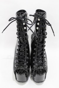 KILL STAR / エナメルハイヒールサンダル 26cm 黒 H-25-04-13-002-SL-SH-KB-ZH