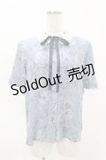axes femme POETIQUE / プリュムプリントレース襟ブラウス M ブルーグレー H-25-04-14-050-AX-TO-NS-ZH