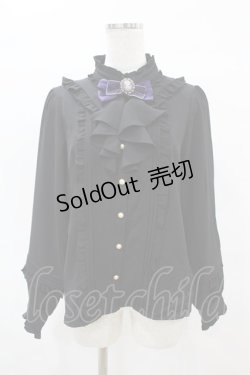 画像1: Amavel / Vintage Doll フリルブラウス Free ブラック/パープル H-25-04-14-056-CA-BL-NS-ZH