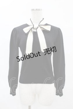 画像1: an another angelus / デコルテボウタイバイカラーニットプルオーバー Free BLACK H-25-04-14-058-CA-TO-NS-ZT406