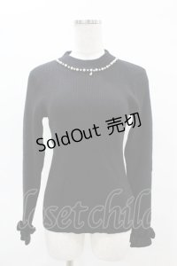 axes femme / パールネックレス風リブニット M ブラック H-25-04-14-059-AX-TO-NS-ZH