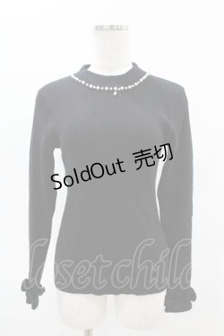 画像1: axes femme / パールネックレス風リブニット M ブラック H-25-04-14-059-AX-TO-NS-ZH