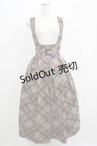 Moluo Shuangzi（海外ロリータブランド） / チェックジャンパースカート M ブラウン H-25-04-14-1005-GO-OP-NS-ZH