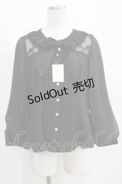 画像1: Parity Night（海外ロリータブランド） / レース切替リボンブラウス L ブラック H-25-04-14-1061-GO-BL-NS-ZH