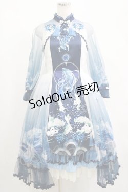 画像1: R-SERIES / 「玄武」チャイナ風ワンピース M ブルー H-25-04-14-1012-LO-OP-NS-ZH