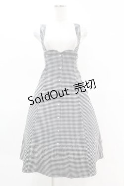 画像1: an another angelus / サスペンダー付きパール釦千鳥柄スカート Free GRAY×BK H-25-04-14-013-CA-SK-NS-ZH