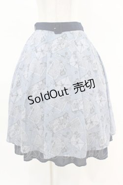 画像1: axes femme POETIQUE / プリュムプリントベルト付スカート M ブルーグレー H-25-04-14-018-AX-SK-NS-ZH