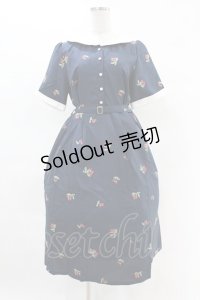 axes femme / さくらんぼ刺繍ワンピース M ネイビー H-25-04-14-002-AX-OP-NS-ZH