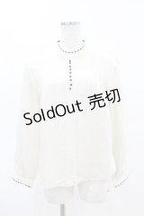 an another angelus / 配色リボンレーススタンドカラーブラウス Free IVORY×BK H-25-04-14-039-CA-BL-NS-ZH